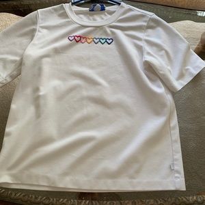 White nurse mate uniform top.